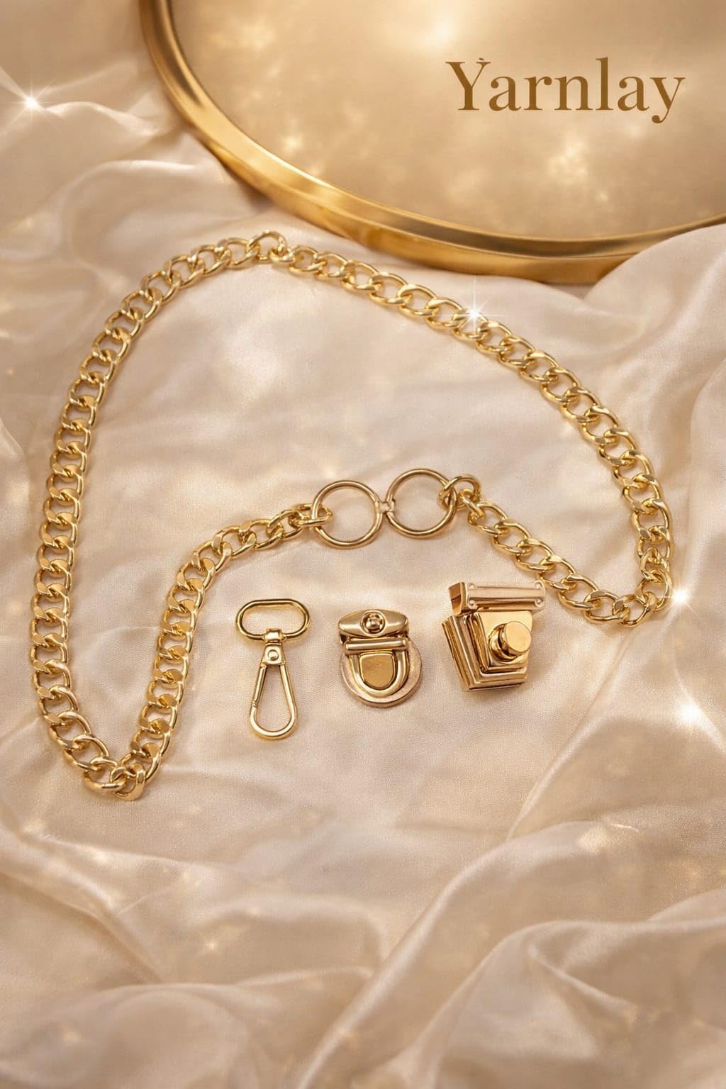 YARNLAY Gold Purse Chain Strap Replacement with Metal Clasps & Turn Lock – Luxury Handbag Hardware Accessories Set for DIY Bag Repair & Crossbody Shoulder Bags-image-47