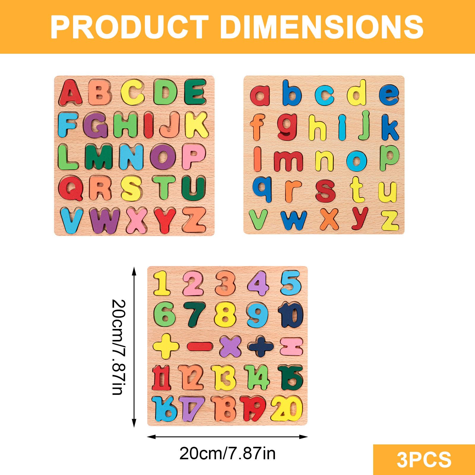 Wooden Numbers Alphabet Puzzles,Toddler Puzzle, Jigsaw Puzzle Board for Toddlers 3+ Year Old - Image 2