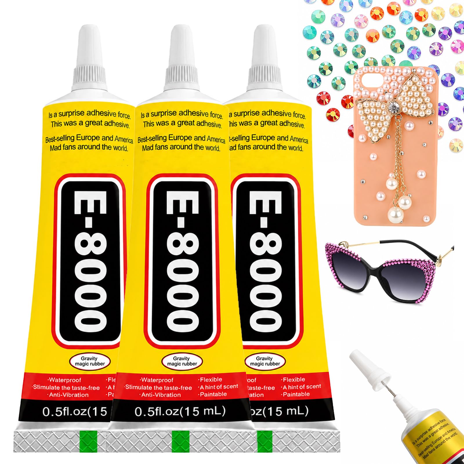 Clear Multi-Purpose Craft Adhesive, 3 x 15 ml Tubes, Precision Nozzles