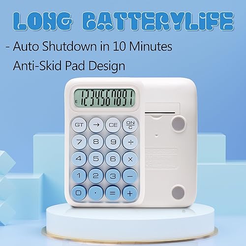 Miniatura 2 de Exlliy Calculadora linda,12 dígitos,Pantalla LCD grande,Calculadora beige Botones grandes,Calculadora de interruptor mecánico,Calculadora de