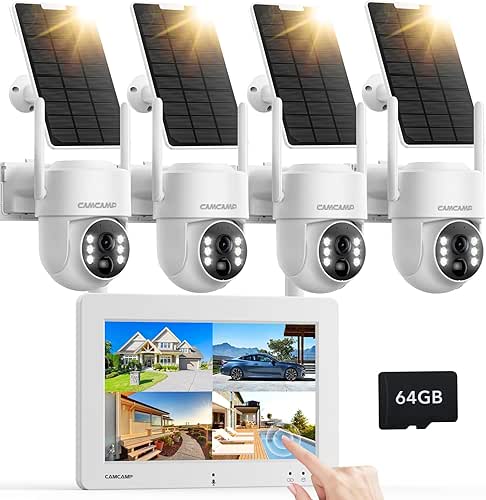 Camcamp Solar Security Cameras Wireless Outdoor, Home Security Camera System