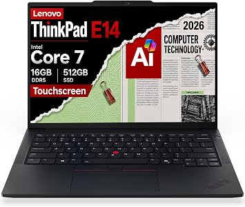 Lenovo ThinkPad E14 Gen 7 Business Laptop 14" FHD+ Touchscreen, Intel Core 7 240H > Ultra 7 155U, 16GB DDR5, 512GB SSD, Anti-Glare, Rapid Charge, Thunderbolt 4, Lightweight, Backlit, Win 11 Pro