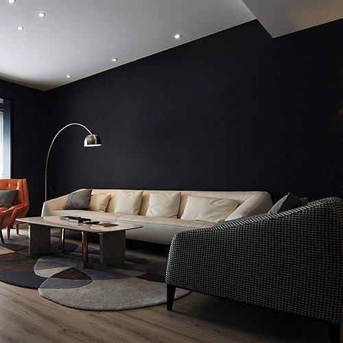 Miniatura 4 de Mecpar Papel adhesivo negro de 17.71 pulgadas × 98.4 pies, papel tapiz negro duradero para despegar y pegar, autoadhesivo, película decorativa