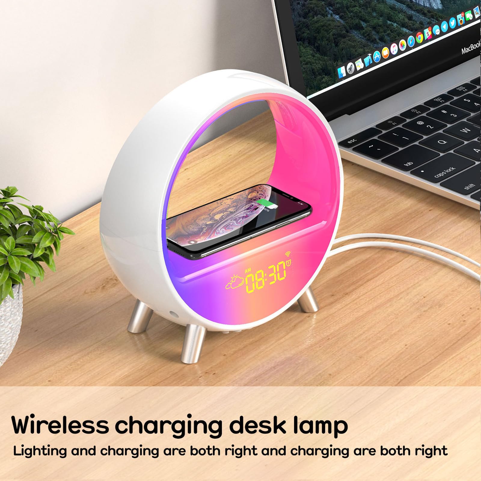 éclairage Intelligent Chambre Lampe De Chevet DEECOZY LED - Chargeur Sans Fil, Haut-parleur Bluetooth, Veilleuse éclairage Intensité Variable