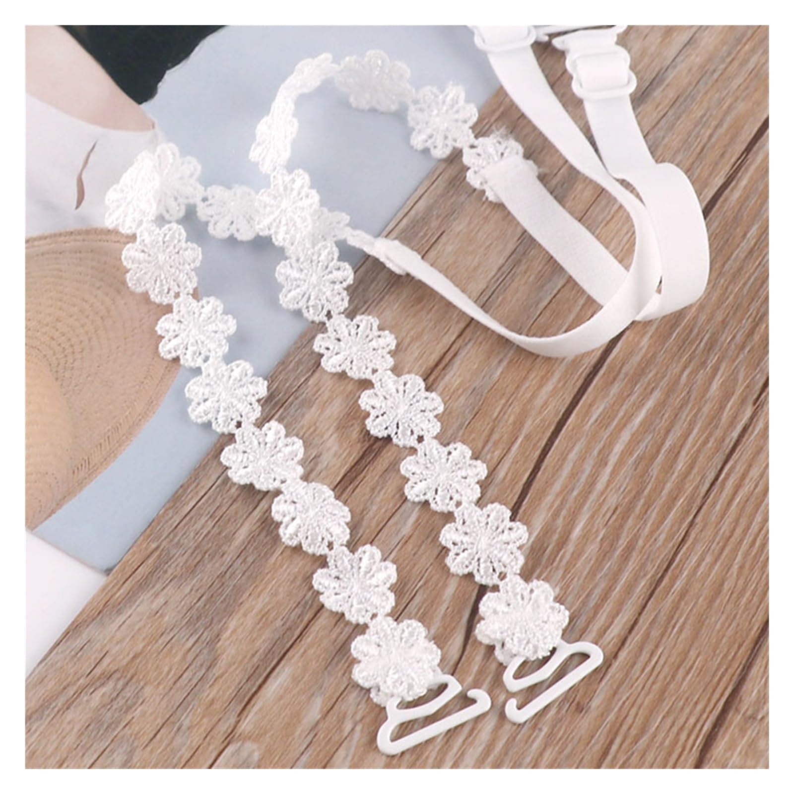 YGMNQAL Women Flower Lace Adjust Bra Straps Shoulder Strap Lingerie Transparent For Invisibility Underwear Accessories(White)