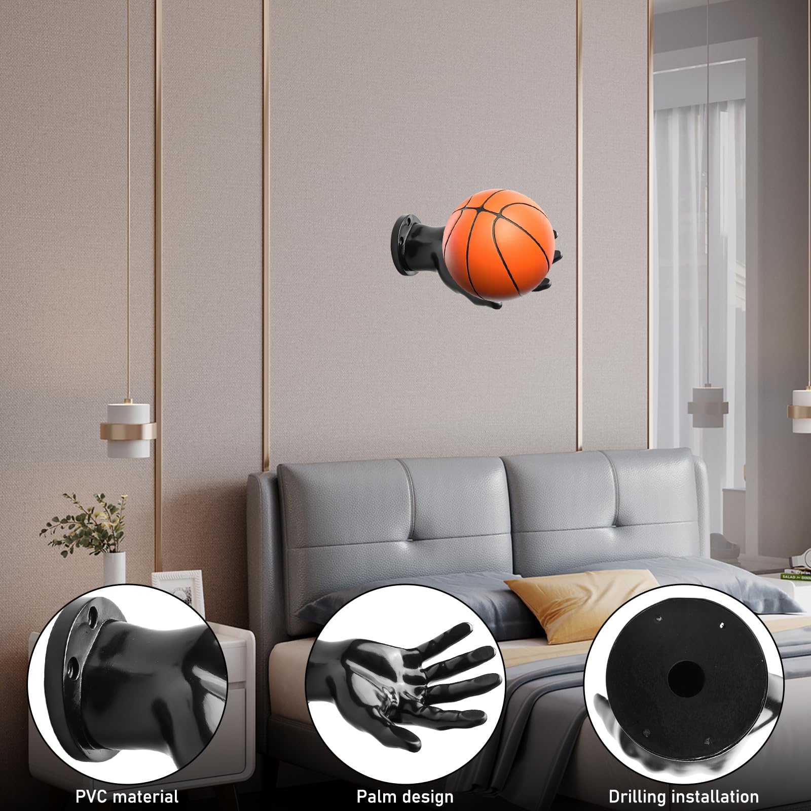 Zwarte balstandaard hard PP-materiaal voor basketbal voetbal rugby volleybal etc. balhouder 1 pak