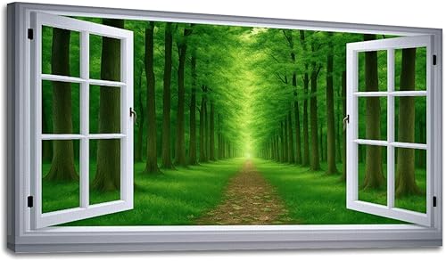 Miniatura 34 de 20"x 40" Canvas Wall Art Vintage Window Landscape Farmhouse Nature Scenery Warm Framed Pictures Painting Print Large Wall Art for Living Room