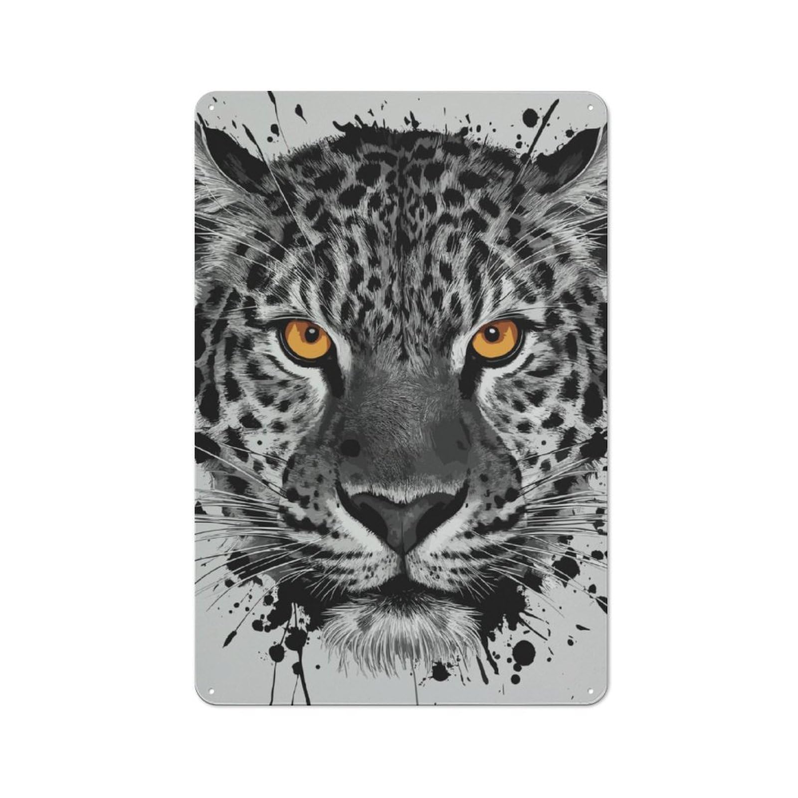 Junmoney Leopard Watercolor 30X20cm Retro Metal Sign With For Man Cave Or Games Room, Tin Sign Wall Decor For Games Rooms And Man Caves