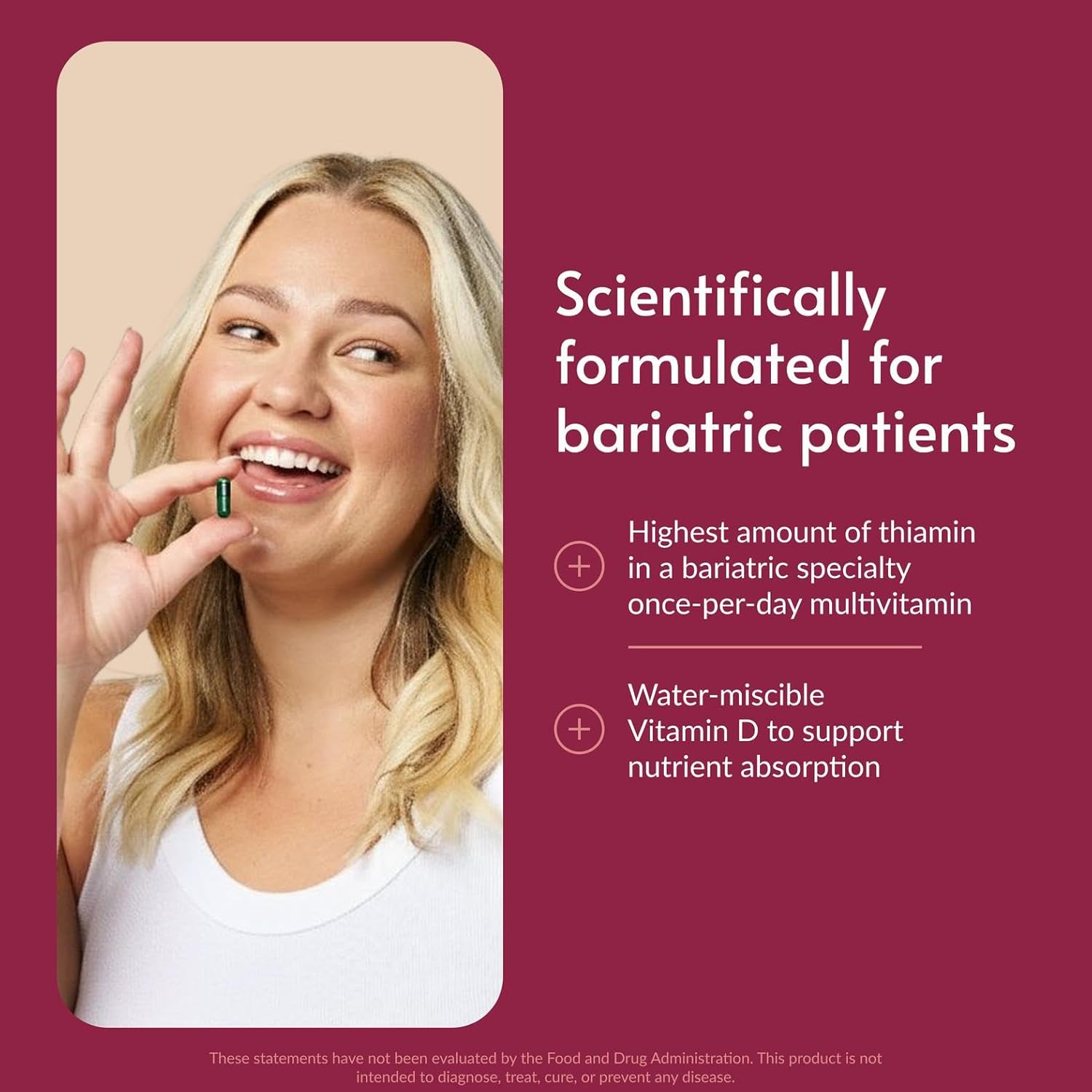 Bariatric Advantage Ultra Solo with Iron - Once-Per-Day Daily Multivitamin - for Bariatric Patients - with Thiamin, Vitamin A & More - Gluten Free - 90 Capsules - Image 2