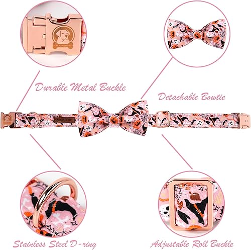 Miniatura 3 de Collar de perro de Halloween con lazo MR. CHUBBYFACE - Collar de perro fantasma con corbata de moño para cachorros pequeños, medianos y grandes