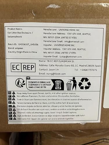 Vista 8 de unipaws – Banco de almacenamiento y orinal para gatos, cubierta de caja de arena con estructura de madera resistente, almacenamiento amplio, fácil