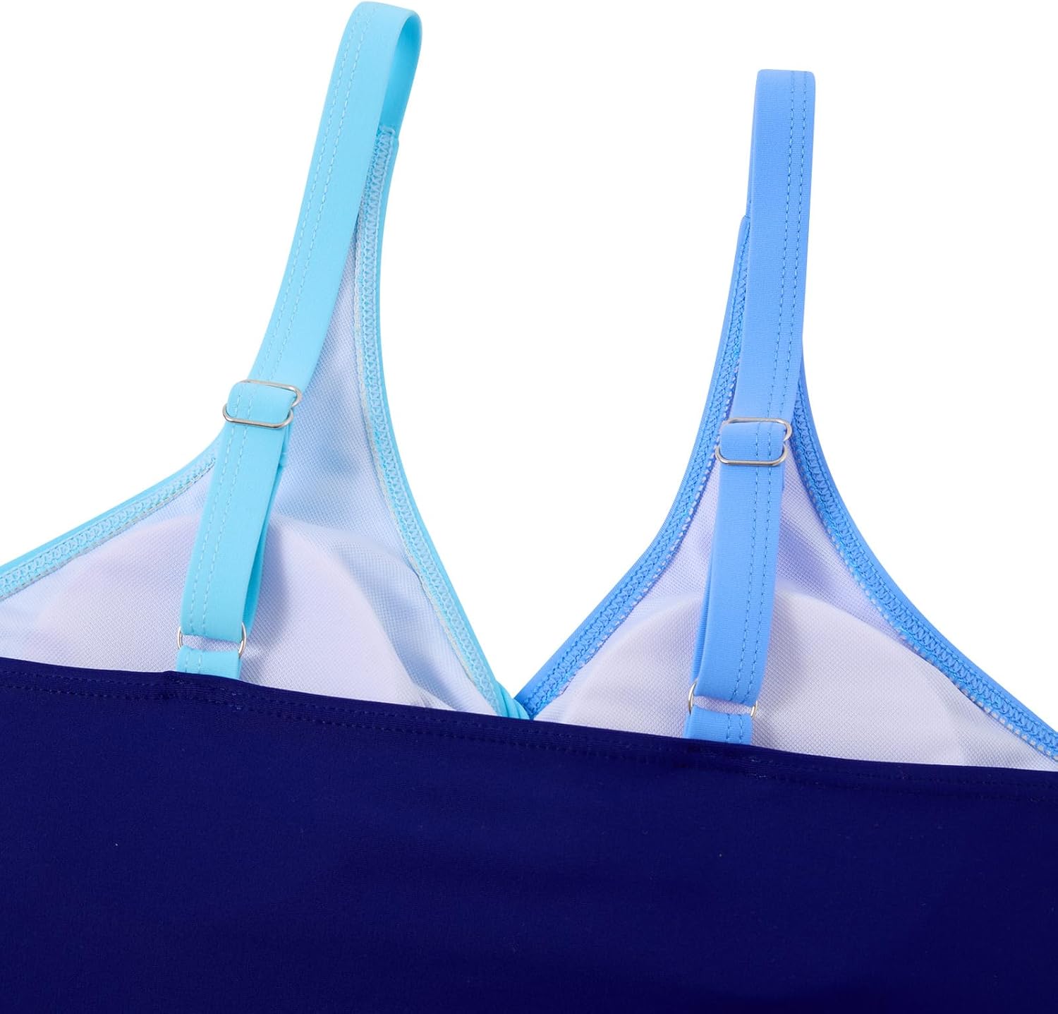 Funnycokid Girls One Piece Swimsuit Color Block Teen Bathing Suit with Pad Cover Up Skirt(7-16Y) - Image 4