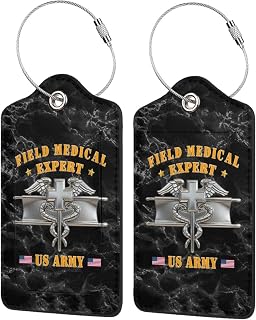 Rqwaaed US Expert Field Medical Badge Elevate Your Travel Experience with Our Premium Leather Luggage Tag - Stylish, Durable 1PCS