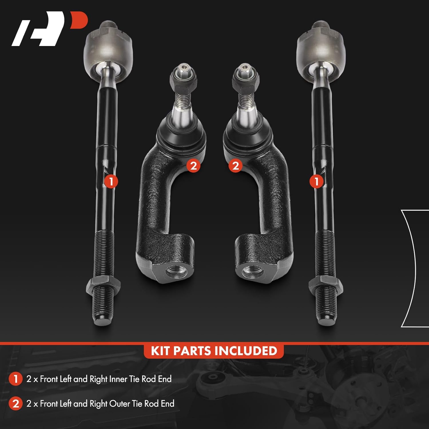 A-Premium Set of 4, Front Inner & Outer Tie Rod End Kit, Compatible with Ford F-150 F150 2021-2024, Expedition 2022-2024 & Lincoln Navigator 2022-2024