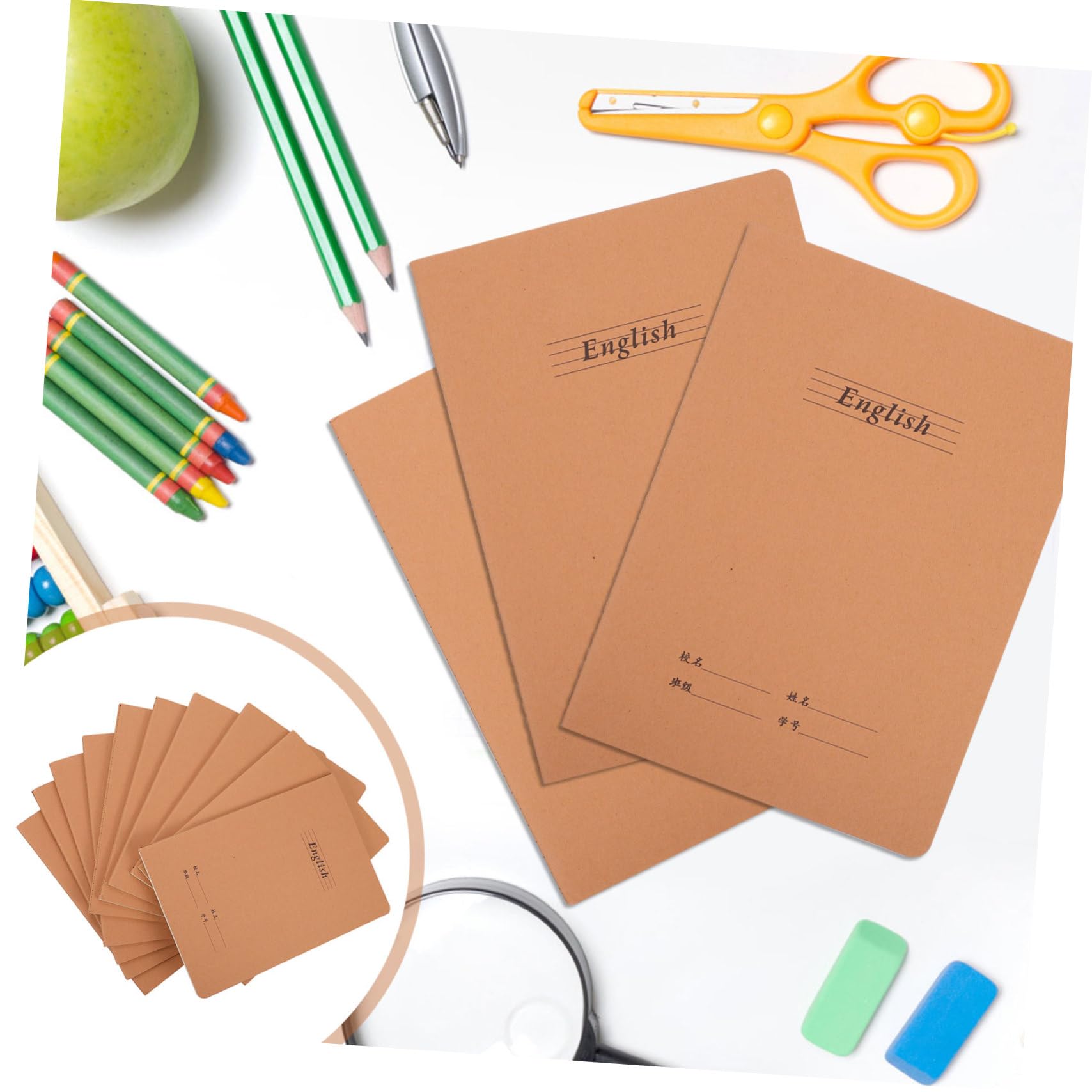 TEHAUX 10 Stück Schüler Übungshefte aus Papier Leicht und Augenschonend als Schulzubehör für Kinder und Schüler
