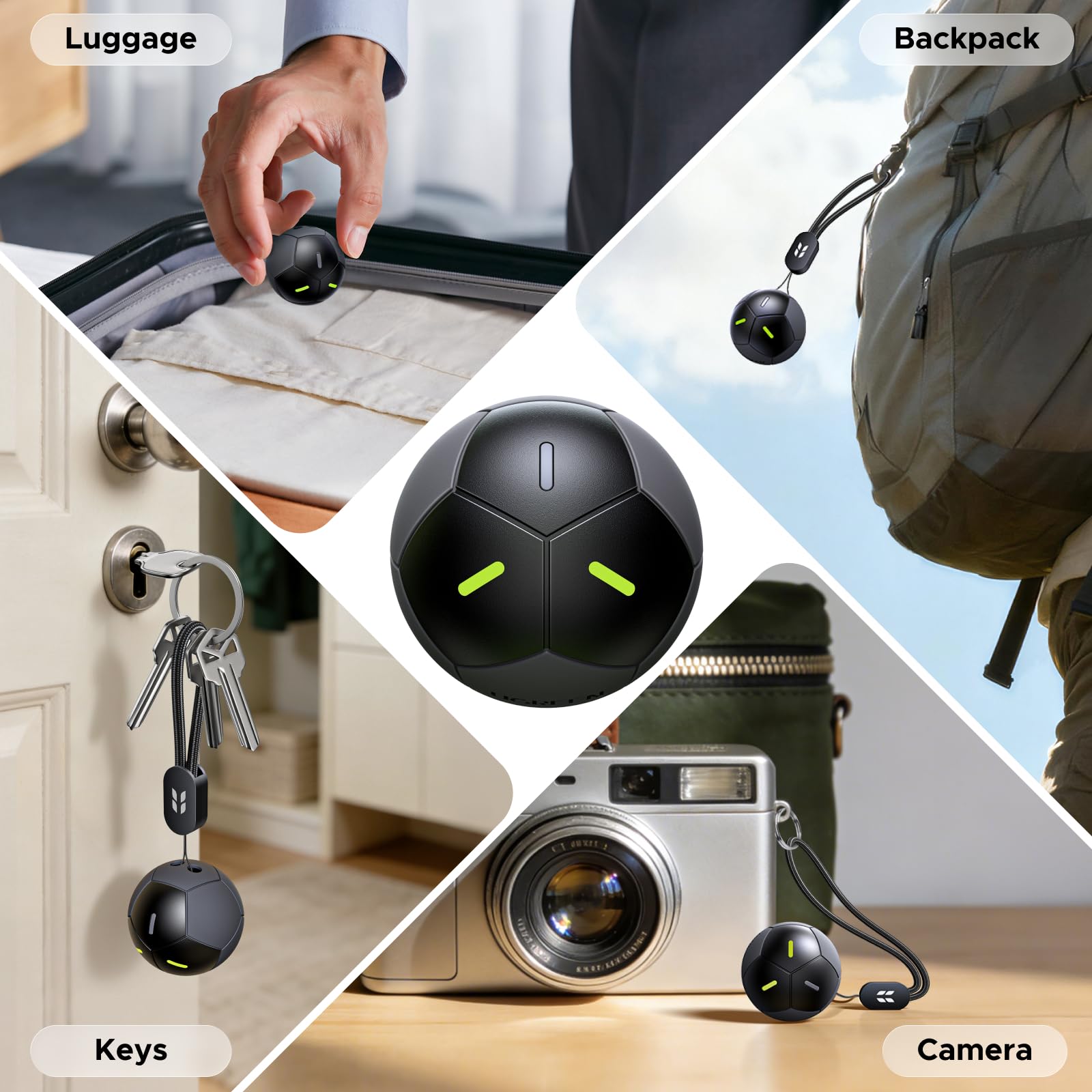 Ugreen FineTracker 2 Tracker Tag, Compatible with Apple Find My (iOS Only),Soccer Ball Fluorescent Design, 110dB Loud Alarm, IP68 Waterproof, Bluetooth Tracker for Keys, Luggage, Wallets, Bags — view 9