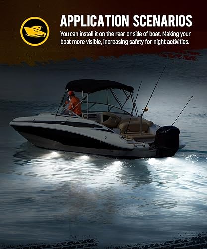 Miniatura 6 de Partsam Luz subacuática LED blanca de alta intensidad para pontones de yate de barco marino, IP68 impermeable, carcasa de acero inoxidable, lente de