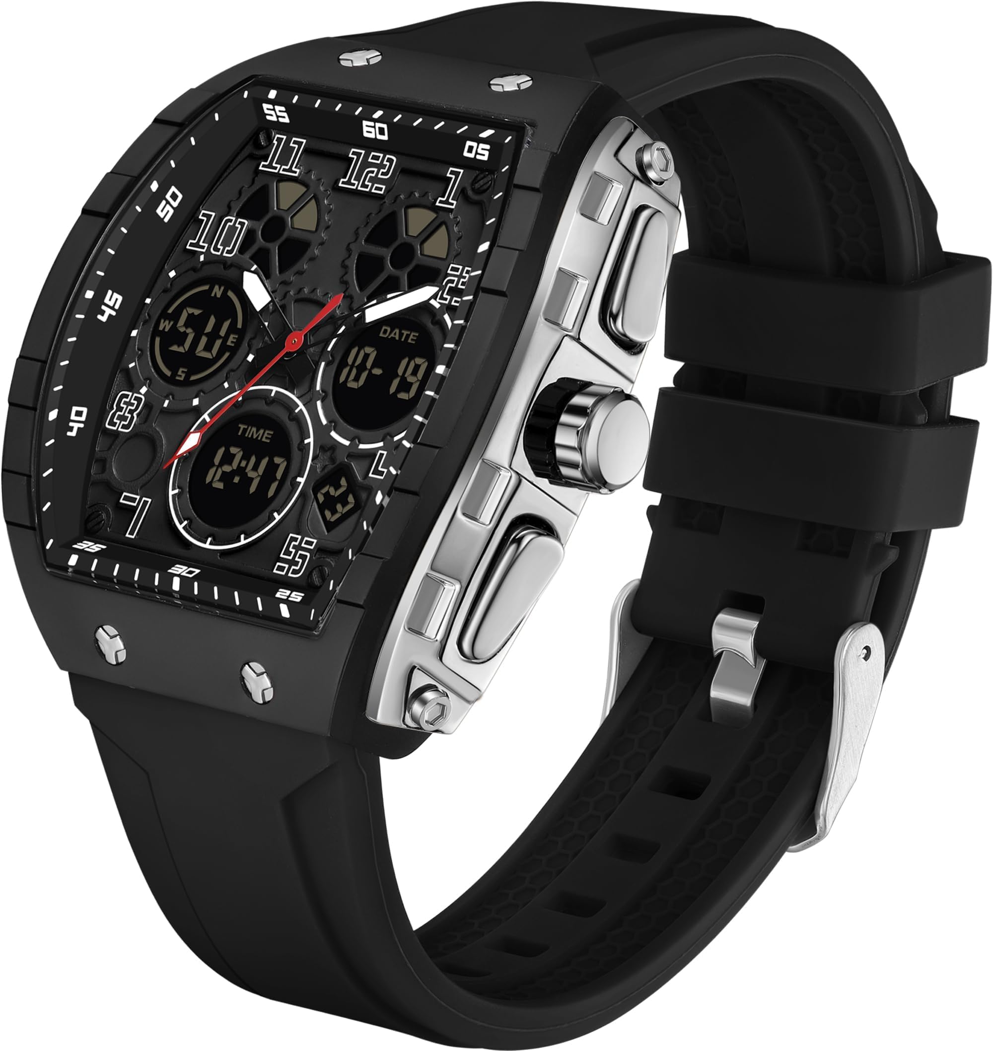 Reloj de pulsera analógico digital para hombre, impermeable, deportivo, militar, táctico, casual, de cuarzo, con cronómetro, alarma de cuenta regresiva, pantalla curvada, para hombre