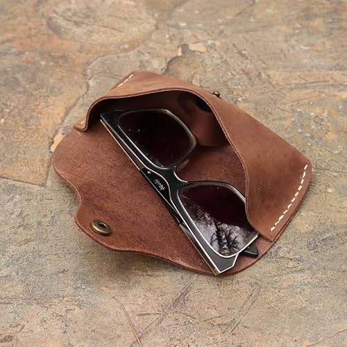 Miniatura 6 de Genuine Leather Eyeglass Case Vintage Personality Handmade Glasses Case Eyewear Protective Holder