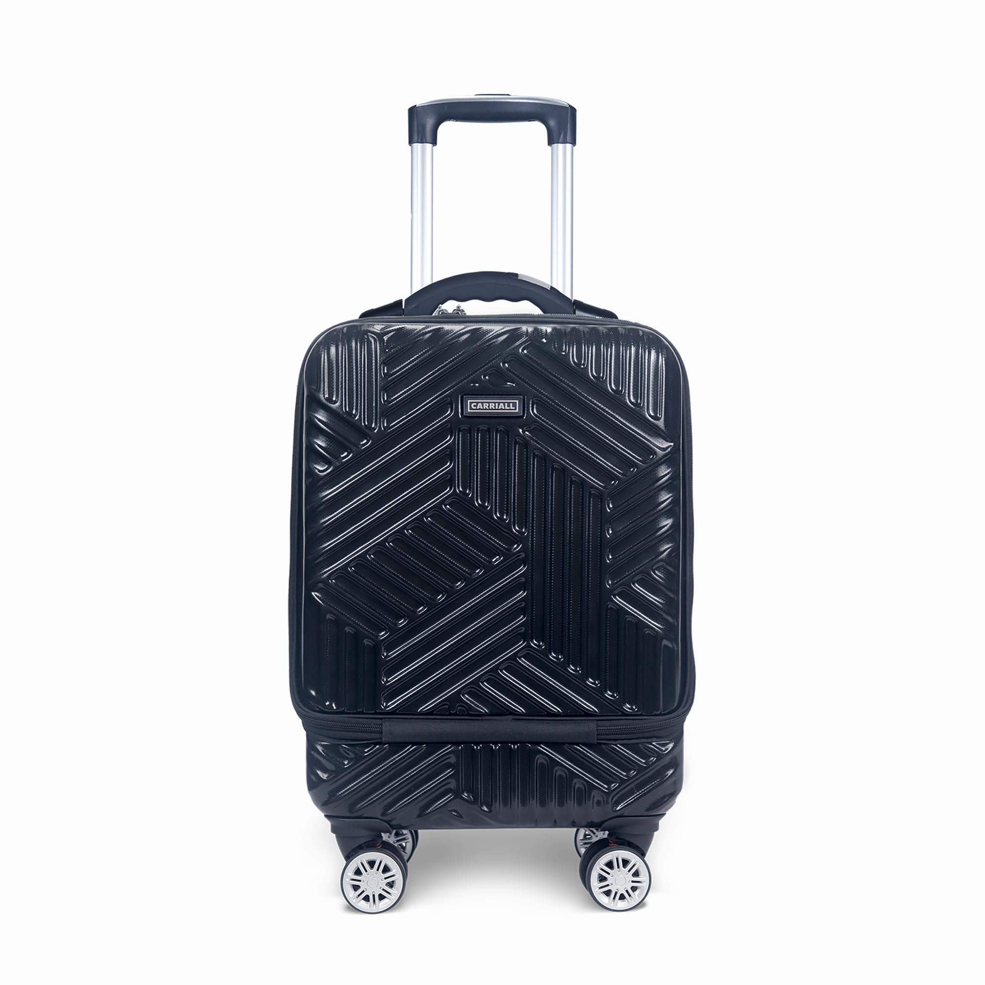 CarriallSmart Trail Polycarbonate Small Luggage Bag for Travel | Suitcase/Trolley/Cabin Bag with USB Charging Port | 8 Spinner Wheels, Anti Theft & Inbuilt Weighing Scale | Men & Women (Black)