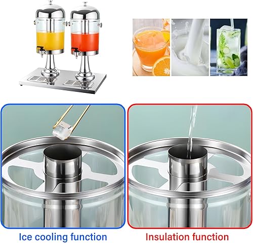 Miniatura 6 de Dispensador de bebidas con soporte, 4.4 galones16L de acero inoxidable a prueba de fugas, jarra de limonada a prueba de fugas, espiga, grifo,