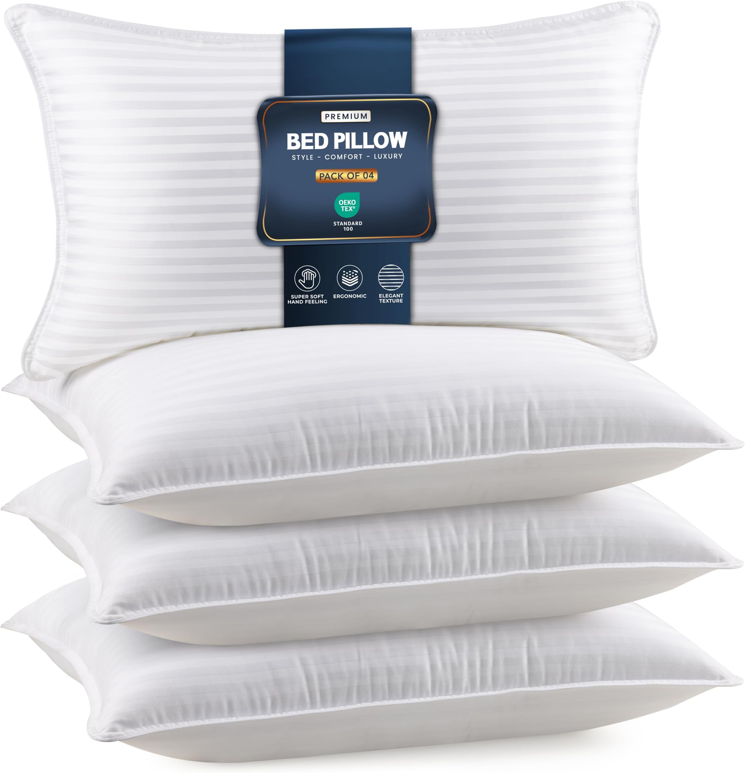 Bed Pillows King Size Set of 4 (White), Down Alternative Pillows for Sleeping, Cooling Hotel Quality Pillow Set for Back, Stomach or Side Sleepers