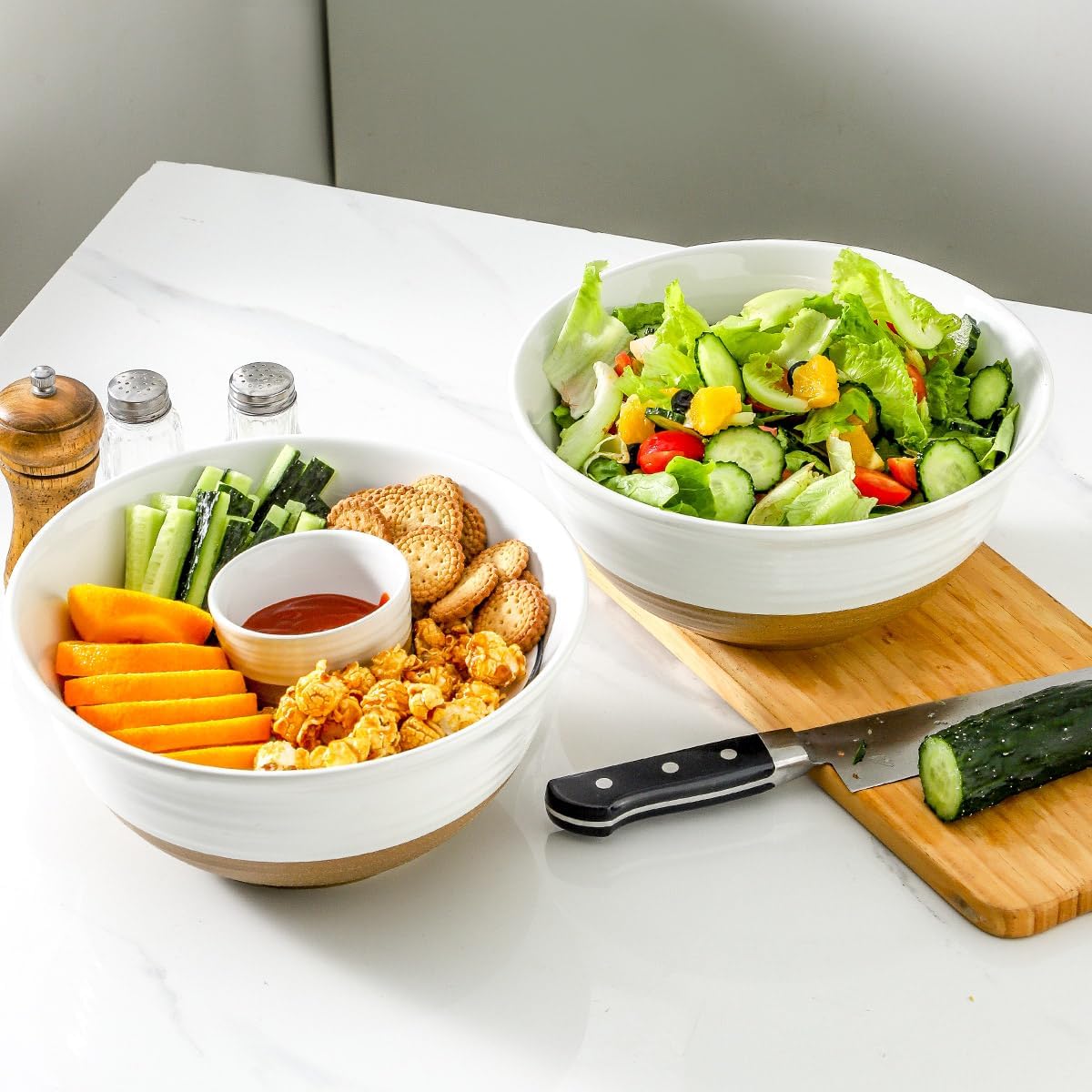 Hasense Butter Dish & Serving Bowls Set, Ceramic Kitchen Essentials