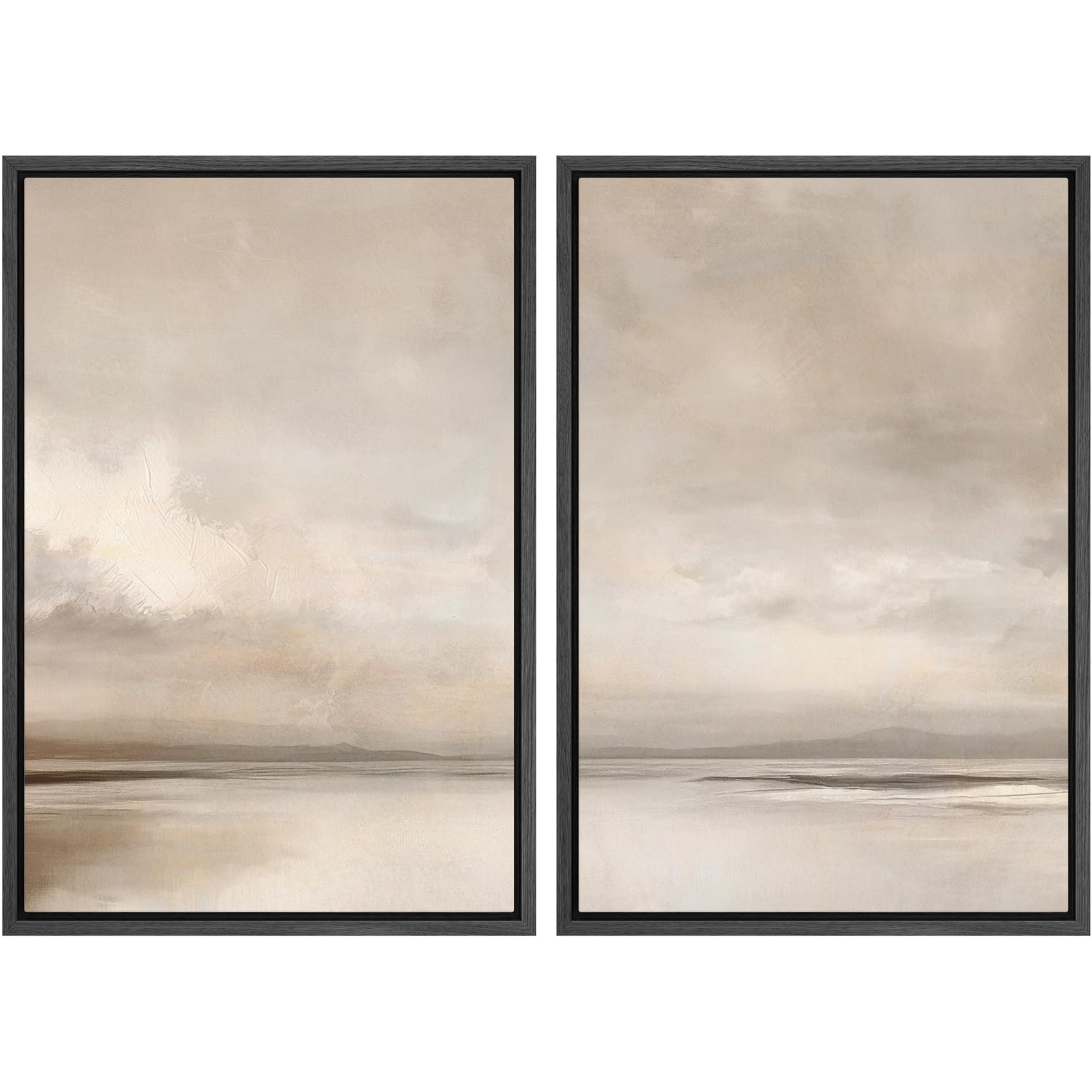 MUDECOR Framed Canvas Print Wall Art Set Watercolor Pastel Green Tan Landscape Abstract Shapes Illustrations Modern Art Decorative Contemporary for Living Room, Bedroom, Office - 16"x24"x2 Natural — view 24