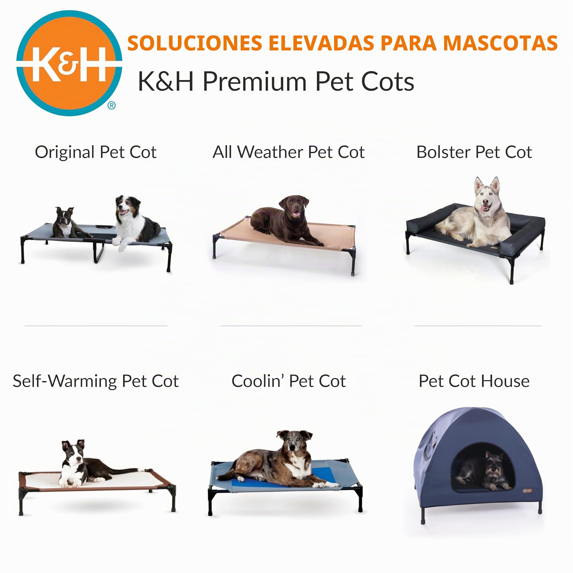 K&H Pet Products - Cama elevada refrescante para Perros con Malla Transpirable Lavable, Patas de Goma Antideslizantes, Cuna portátil para Interiores y Exteriores, Malla Gris/Negra XL