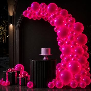 100 Pcs UV Neon Pink Balloons 12 inch Neon Party Supplies, Balloons, Glow in the Dark for Birthday, Graduation, Baby Shower,Wedding, Anniversary Valentines Party Decorations