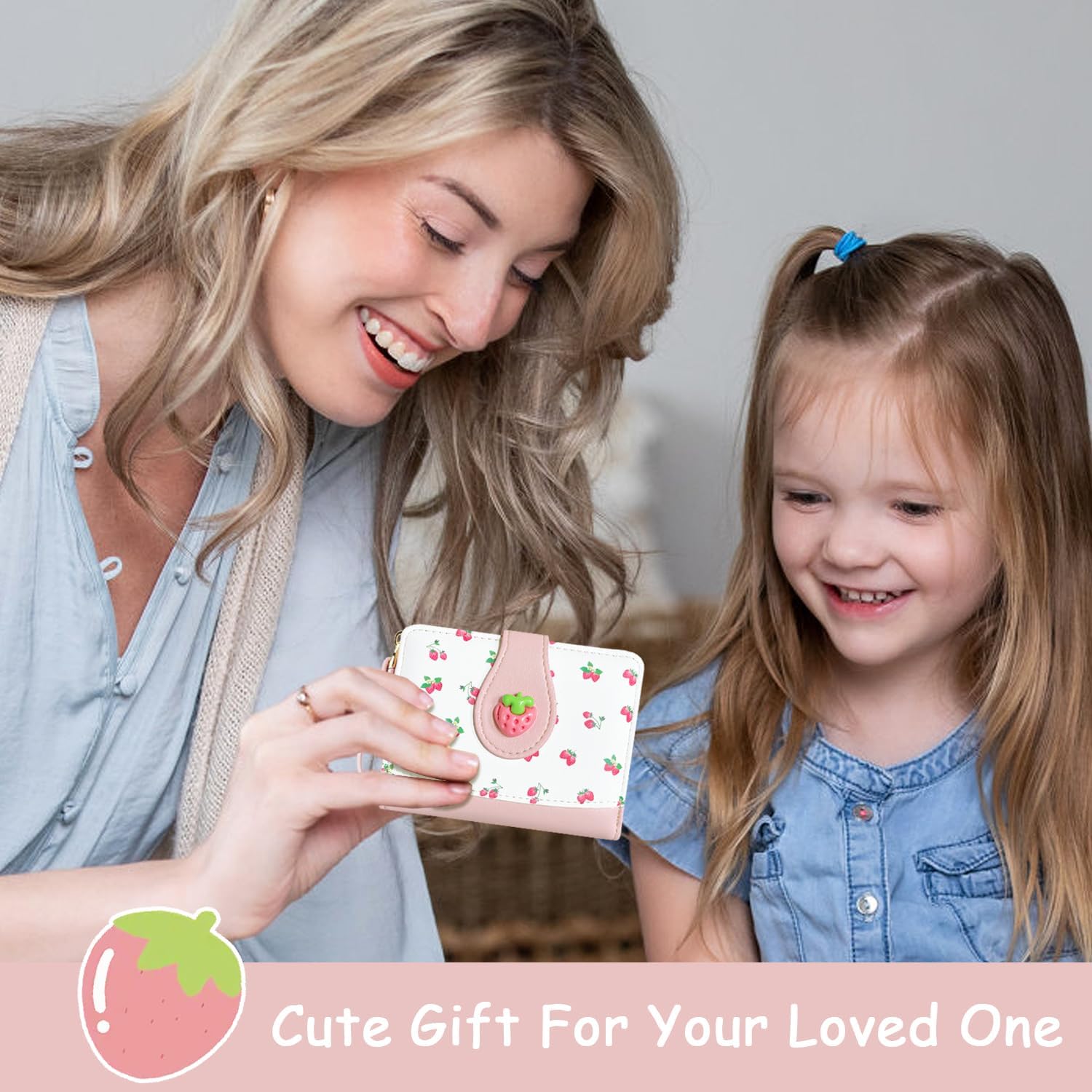 Sunwel Fashion Cutest Fruit Prints Wallet Card Slots Small Wallet with Zipper Coin Pouch Wallet for Women Girls (PINK STRAWBERRY) - Image 6