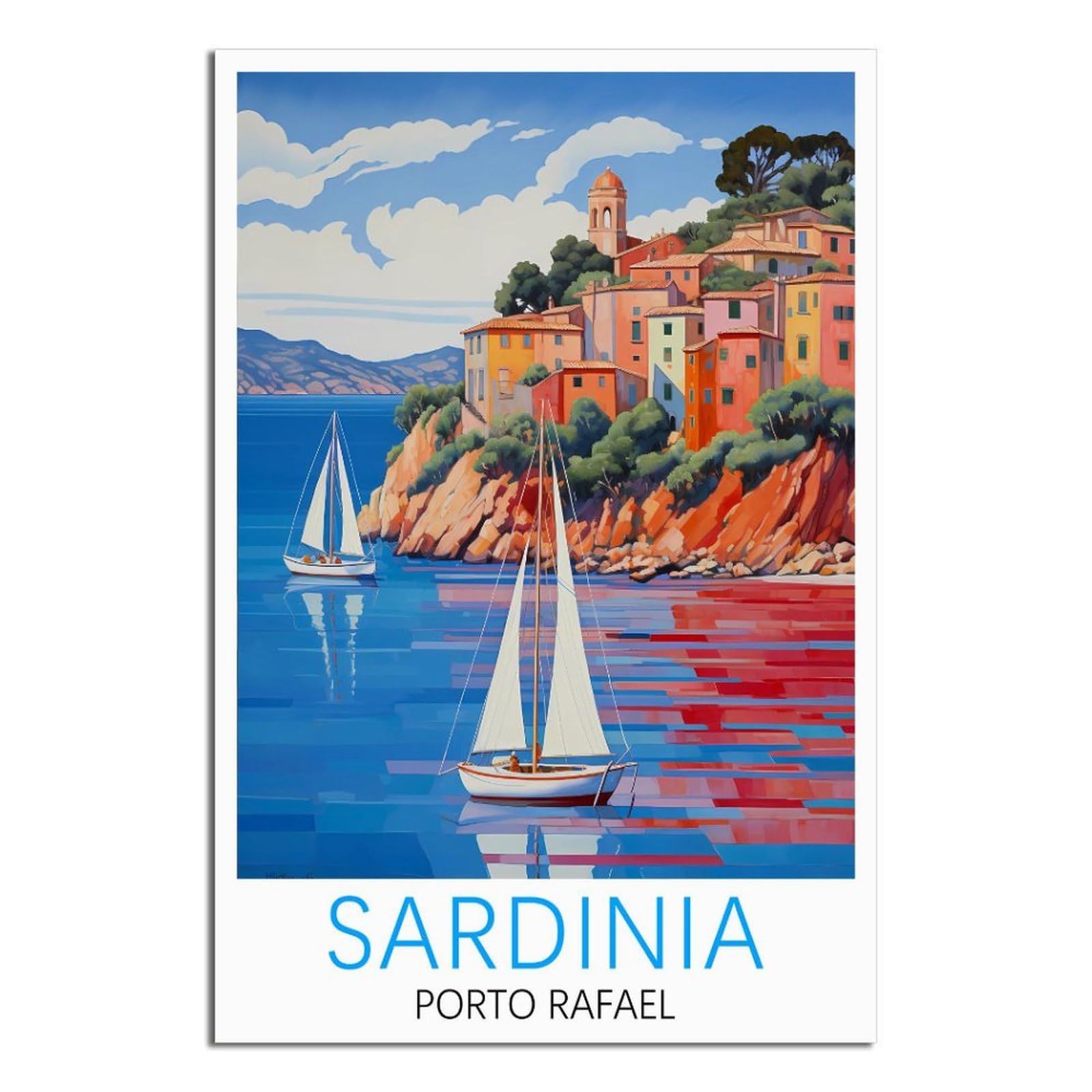 EZMLFA 5D Diamond Art Kits for Beginner,Sardinia Porto Rafael Crystal Rhinestone Embroidery Craft Kits for Home Wall Decor Gifts, 40x50cm