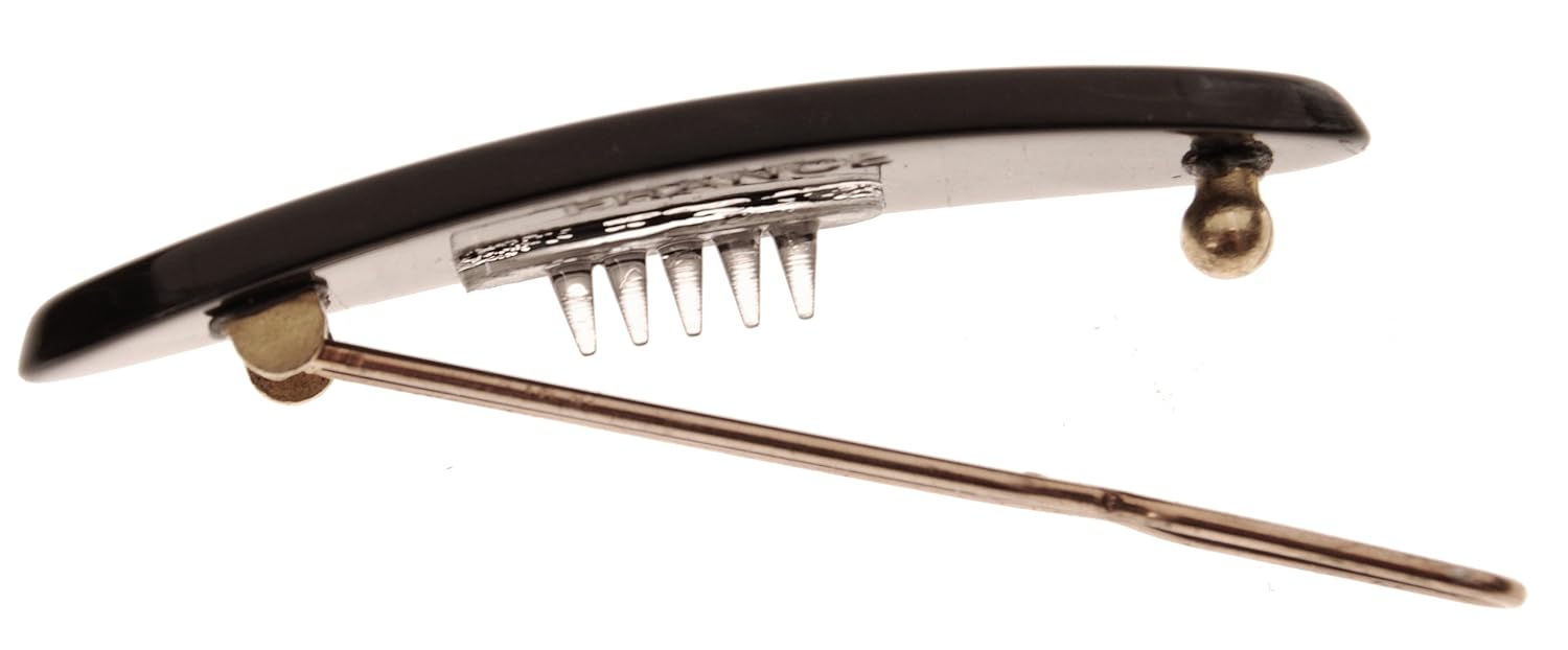 France Luxe Mini Oblong on Tige Boule Barrette - Nacro Black