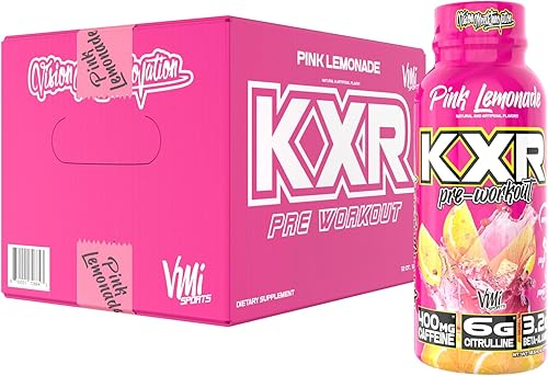 VMI Sports KXR High Stimulant Pre-Workout Energy Ready to Beber 400 mg de cafeína, 0.16 onzas de citrulina, 0.14 oz de beta-alanina  Delicioso -