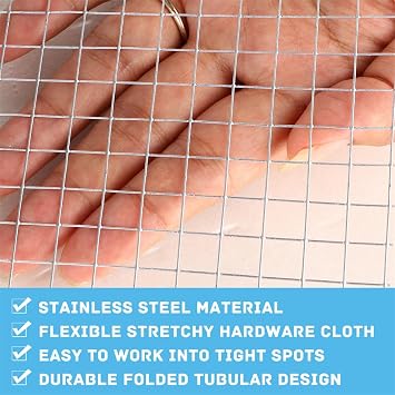 Wire Mesh Fine Mesh Galvanised 200 mm x 6 m Wire Mesh Vole Mesh Aviary Wire Rabbit Wire Metal Mesh Rabbit Fence Garden Stainless Steel Mesh Tight Mesh for Home Garage Garden