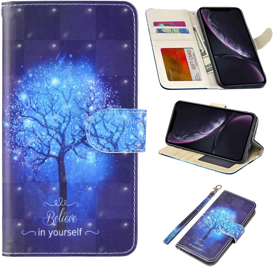 UrSpeedtekLive iPhone XR Case, iPhone XR Wallet Case, Premium PU Leather Wristlet Flip Wallet Case Cover with Card Slots & Stand for Apple iPhone XR - Believe in Yourself