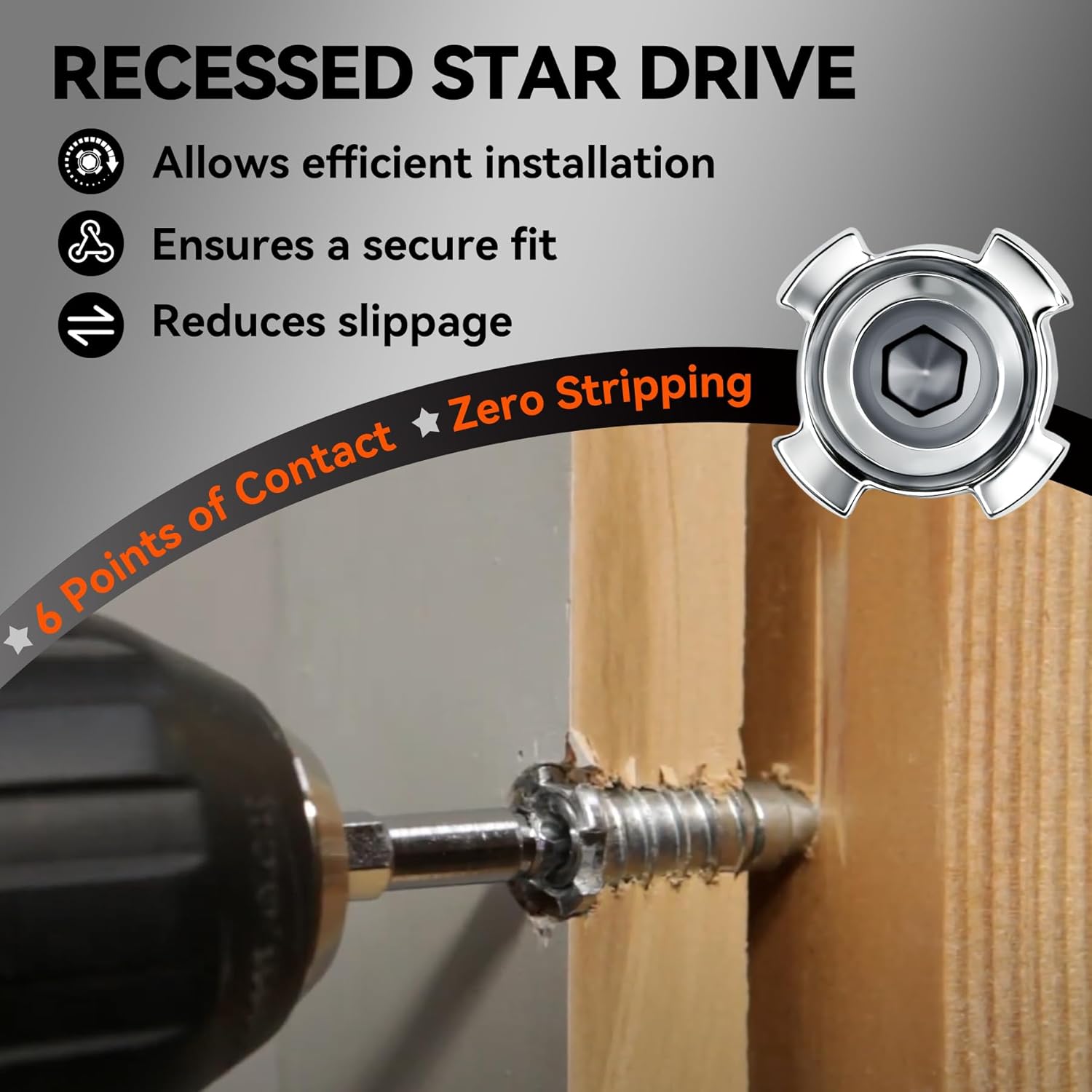 100 Count 20161 Topstar Fasteners Adjustable Shim Screws 1/4"–3/8" x 3-1/8", Star Drive, Shim-Free Installation for Wooden Doors, Windows & Cabinets, Compatible with GRK & U2 Crown Bit