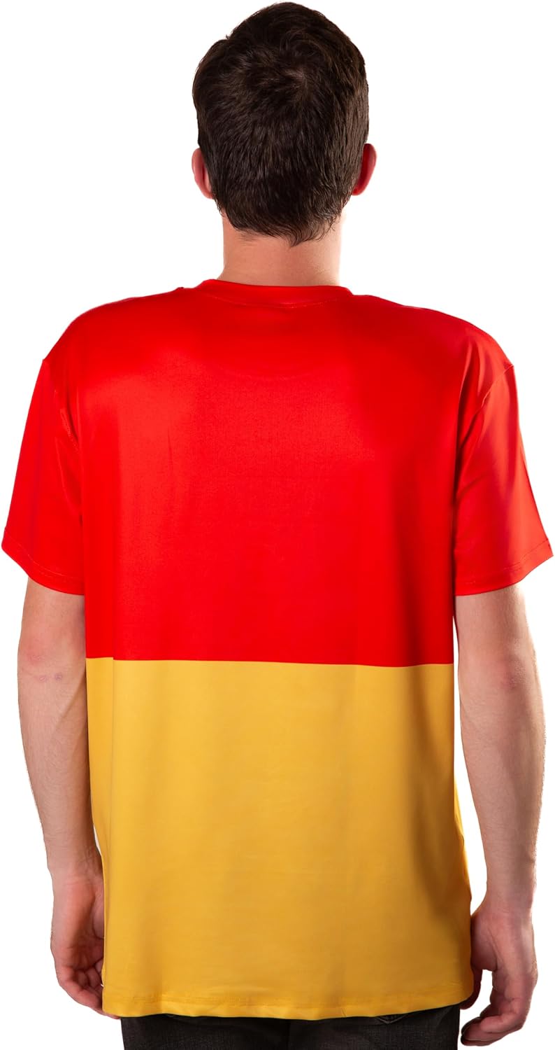Yellow Red Color Block Shirt for Mens Women Woman Teens Adult Men Costume T Shirts Outfits Halloween