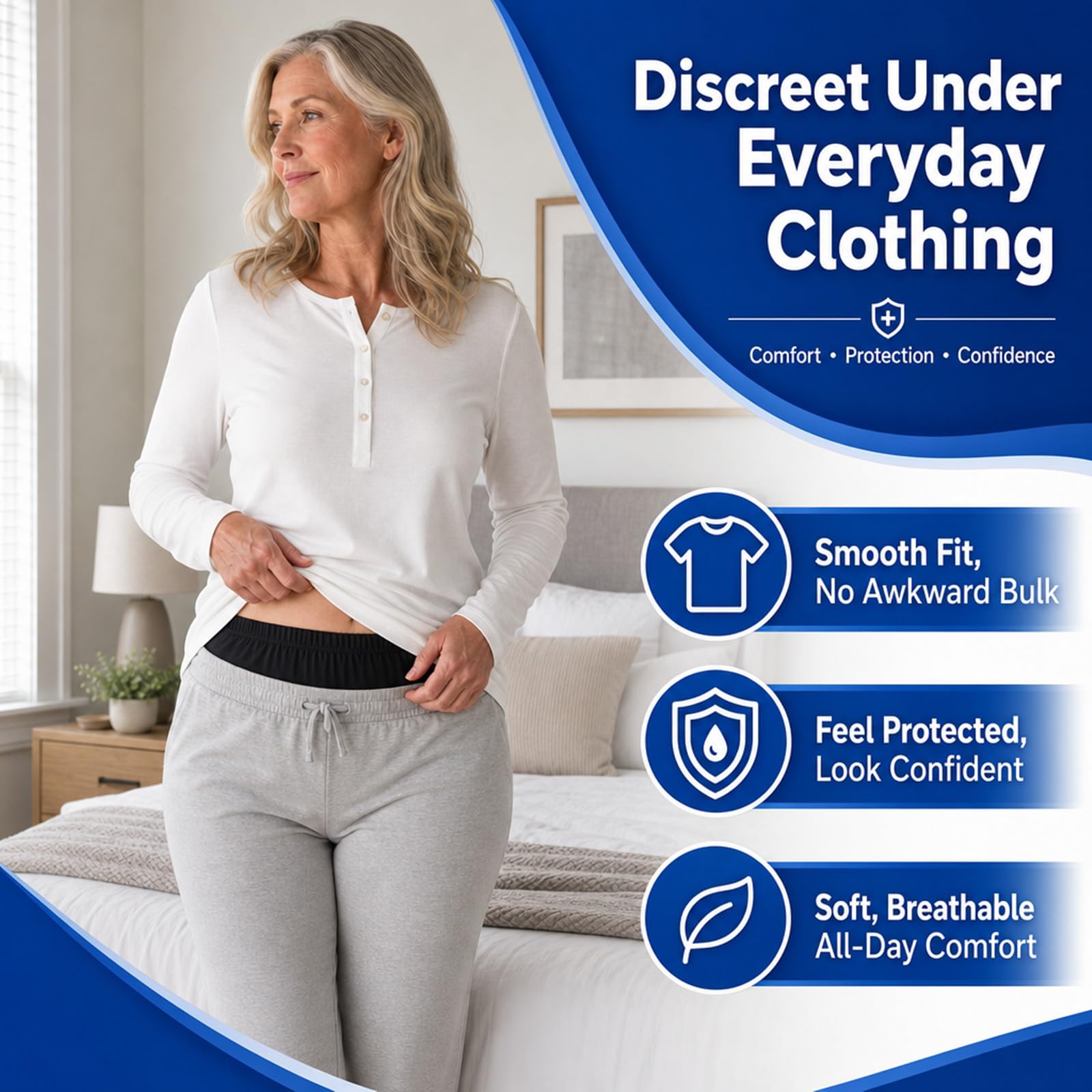 Couvre-couche en tissu pour adulte pour incontinence, pantalon actif imperméable et étanche en latex, silencieux, réutilisable, lavable (sans coton à l'intérieur, L)