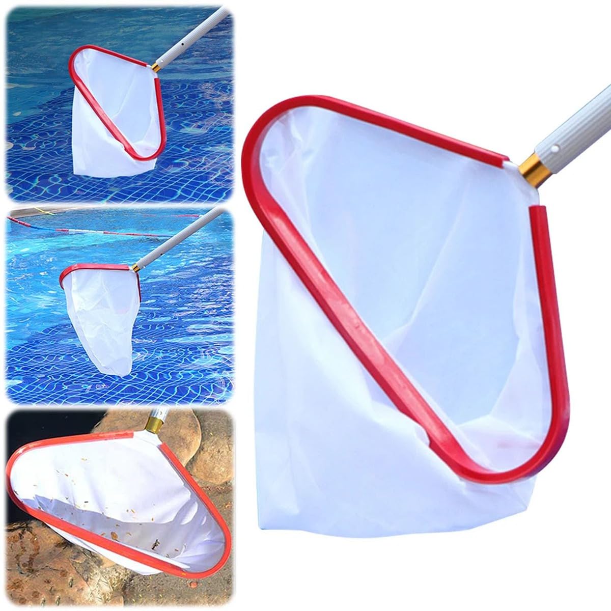 Épuisette professionnelle pour feuilles de piscine avec poignée en aluminium – Lot de 2 épuisettes en maille fine pour enlever efficacement les débris et utilisation facile