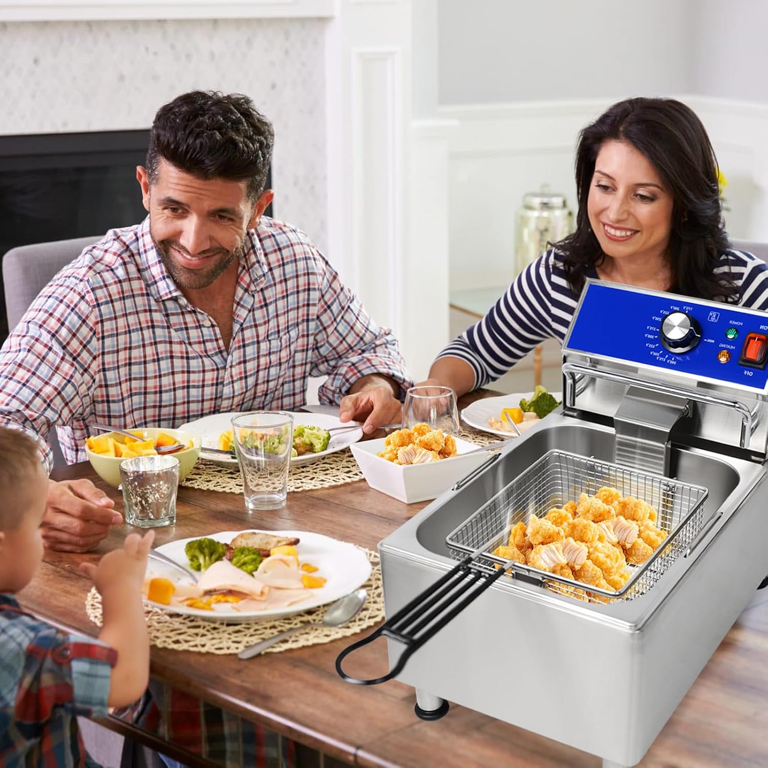 10.6QT Electric Deep Fryer with Basket, 6.35QT Oil Capacity Commercial Oil Fryer with Lid & Temperature Control, Countertop Deep Fat Fryer Perfect for Commercial or Domestic Use, 1800W, ETL