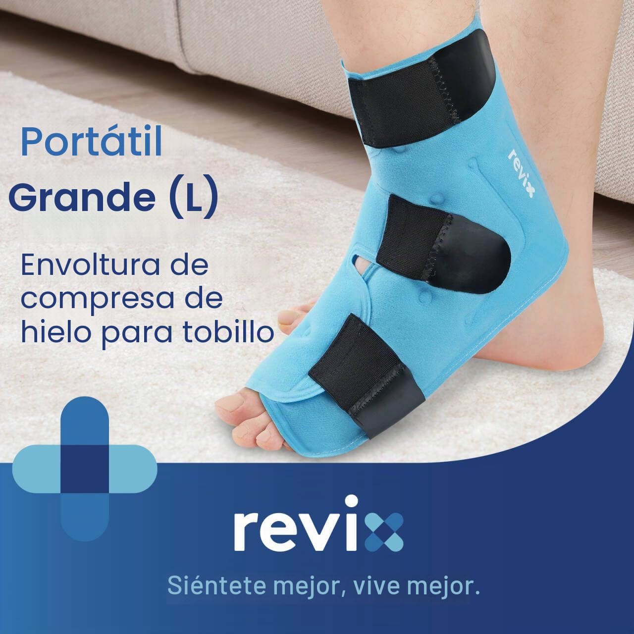 REVIX Paquete de hielo grande para tobillo para molestias en el pie, paquete de gel frío reutilizable con terapia de compresión fría, envoltorio de hielo para tobillo de cobertura completa, 2 paquetes