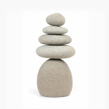Natural River Stone Quintuple Cairn, Rock Cairns, 5 Stacked Stones, Zen Garden, Balanced Rocks, Decorative Accents, Bohemian Design, Unique Gifts, Office, Living Room, Lawn, Yard, Porch, Patio Decor