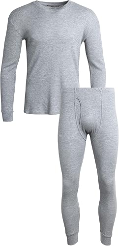 Bass Creek Outfitters Conjunto de ropa interior térmica para hombre, camisa de punto gofre de 2 piezas y pantalones largos, juego de capa base para