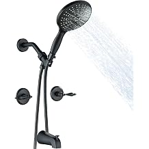 LIWEIKE 2 Handle Shower Faucet Set, Matte Black Two Handles Tub Shower Faucet High Flow Bath Tub Shower Faucet 2 Knobs by Brass Rough-in Valve