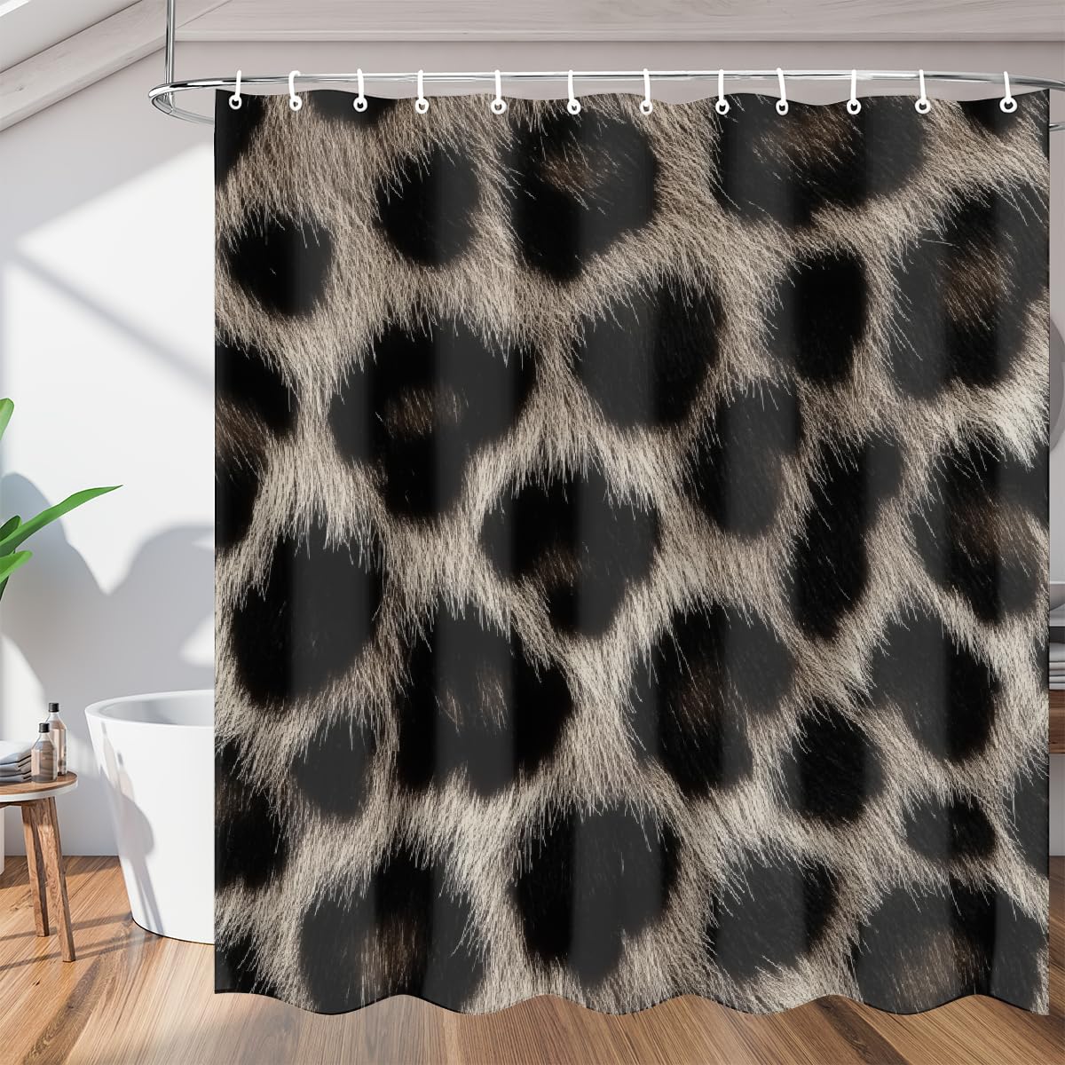 Rideau de douche imperméable en polyester léopard Mexpekil 183x183 lavable en machine
