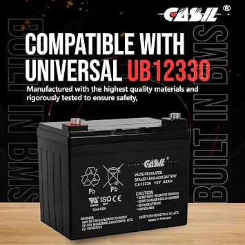 Casil 12V 33Ah Replacement Battery Compatible with Vita Mobility Werks V16 V1A V9 Warrior WR12-33 Werker WKA12-33J WKDC12-33J BB Battery BP33-12 U133 Werker WKDC12 Interstate BSL1156 2 Pack
