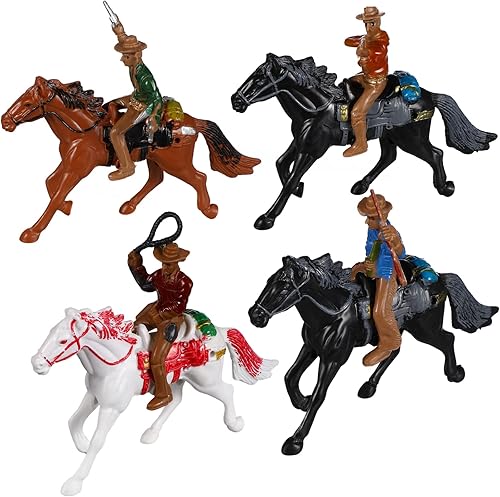 Miniatura 3 de Gadpiparty 4 piezas de figura de caballo de vaquero de plástico, granja mundial de equitación occidental, juguete de figura de acción, juegos de