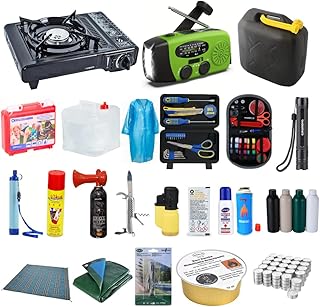 BLACKOUT Notfallset 317 Teile Survival Kit Stromausfall Prepper Ausrüstung mit Wasseraufbereitung Gaskocher Krisenvorsorge Camping Notfallrucksack Outdoor Notfallausrüstung Überlebensausrüstung