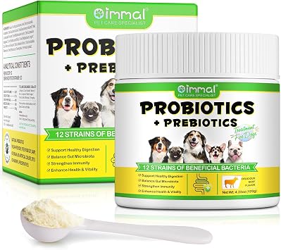 Probiotic Powder for Dogs, Dog Pre and Probiotic Supplement for Gut Health, Digestive Support, All Ages and Breeds with Sensitive Digestion1 Pot 120g